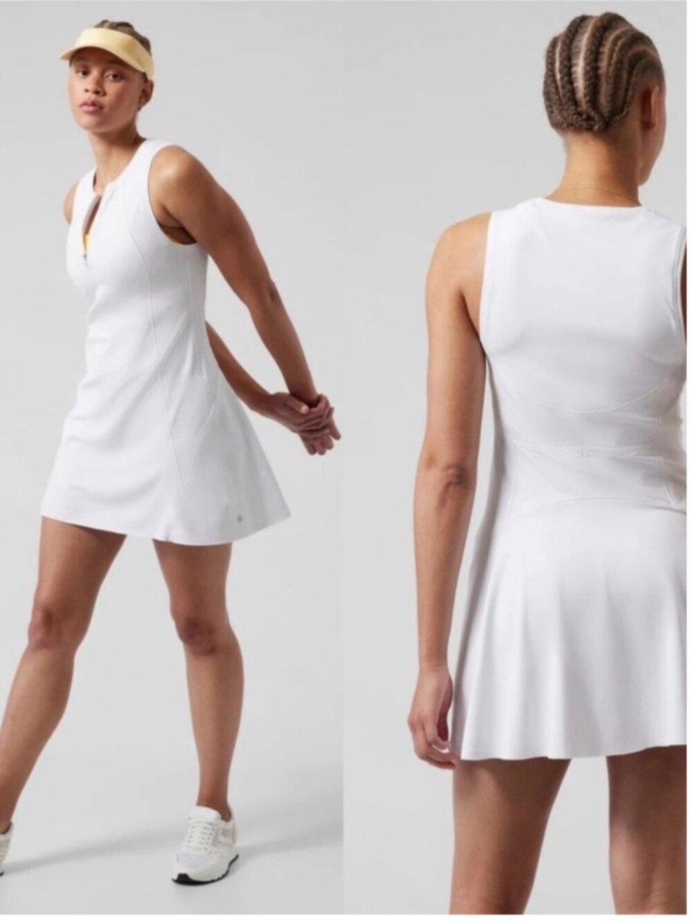 ATHLETA Ace Tennis Dress Fit and Flare 1/4 Zip in White Size M